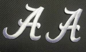 Alabama patch univ of AL white a iron on patches embroidered A emblem 2 pieces - Picture 1 of 5