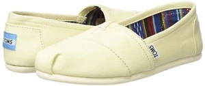 NEW TOMS Women's Classic Solid Natural Lt Beige Canvas Slip On Flats Shoes Box - Picture 1 of 7