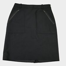 Ann Taylor Womens Pencil Work Skirt Black Side Zip Close Pockets Stretch Size 4