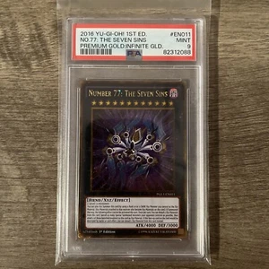 Yugioh Nummer 77: Die sieben Sünden PGL3-EN011 Goldgeheimnis selten 1. Auflage PSA 9 frisch - Bild 1 von 2