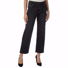 Women's Diesel Niclah Regular Straight High Waist Stretch Black Jeans - W26 L32
