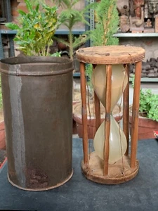 Vintage Wooden Nautical Sand Timer Sand Clock Hourglass With Tin Case Box - Picture 1 of 9