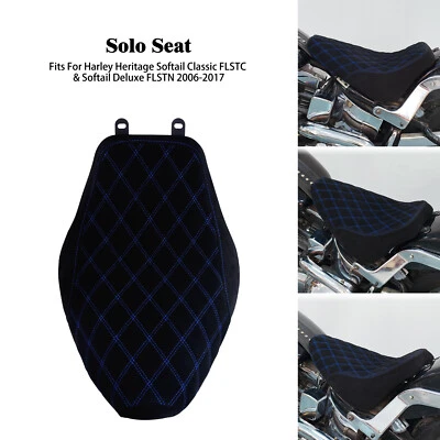 Black Driver Suede Solo Seat For Harley Heritage Softail Deluxe FLSTN 2006-2017 - Image 1 of 4