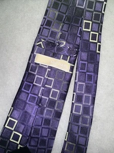 Michael Kors Luxury Tie Purple Geometric Micropattern Woven Silk Necktie 58 x 3 - Bild 1 von 6