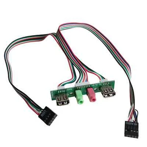 30cm 2-Port USB 2.0 9Pin 3.5mm HD Audio Motherboard Cable Front Panel 74x13mm - Picture 1 of 5