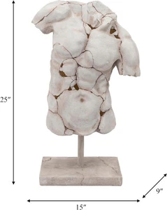 NEW WHITE Life Size Male Torso Sculpture Handmade Distressed Greek  25hx15wx12 - Picture 1 of 7