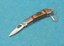 Multi-color wood 210879MC stainless folding keychain knife 2 1/8" closed NEW!