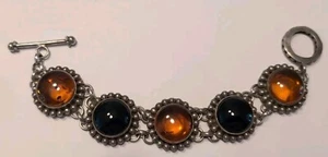 Suarti Bali BA Sterling Amber Onyx Chunky Toggle Bracelet - Picture 1 of 2