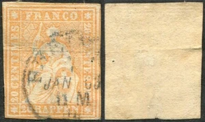 Suiza 20 Rp. 1854 Naranja / Punto aguja US 1854 29 - Foto 1 di 1