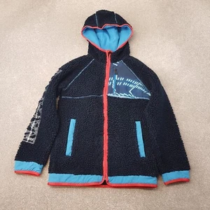 Napapijri Rainforest Boys Jacket 14 Years Blue Navy Fleece Sherpa Hooded Zip Up - Picture 1 of 12