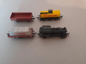 modelleisenbahn h0 fleischmann dampflok 89006 plus 3 güterwagen - Bild 1 von 6