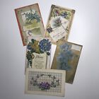 Vintage Antique Lot of (5) Floral Themed Postcards Greeting Cards - Blues Lot