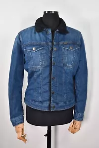 G-Star Raw 3301 schmale Sato Denim Stretch Sherpa Jacke Damen Größe M - Bild 1 von 11