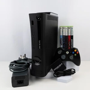 Microsoft Xbox 360 Console | 1 Controller, Power & HDMI, Black White - 5 Games - Picture 1 of 7