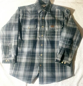 Carhartt para hombre talla grande azul a cuadros manga larga franela abotonada algodón Usado en excelente estado - Imagen 1 de 14