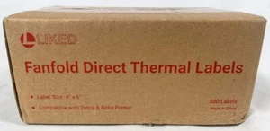 NEW L LIKED Fanfold Direct Thermal Labels 4"X6" 500 Compatible W Zebra & Rollo - Picture 1 of 4