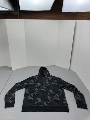 Banana Republic Hoodie Mens Large Black Gray Camouflage Waffle Knit Quarter Zip - Image 1 of 4