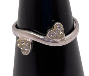 Anillo Mujer Talla 7.75 Doble Corazones Plata Marcado 925 2 Corazones 1 Gramo San Valentín - Imagen 1 de 19