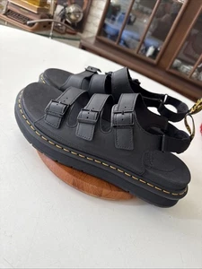 Sandalias Dr. Martens Soloman Hombre Talla 14 Cuero Hidro Negro Punta Abierta Hebilla - Imagen 1 de 9