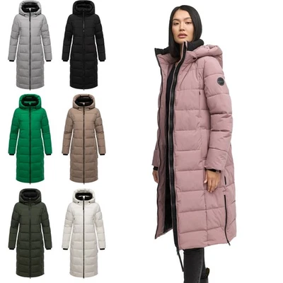 Marikoo Damen Winter Mantel Steppmantel lang Jacke Parka warm gesteppt Lanitaa