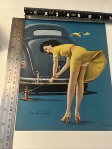 Gil Elvgren Louis F. Dow Litho Orig. 1940s Pin Ups Double Trouble Art Print - Picture 1 of 3