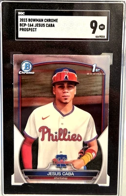 JESUS CABA 2023 Bowman Chrome 1st Bowman Prospect rookie RC; *SGC 9 MINT* - Image 1 of 2