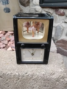 VINTAGE 1950s BRADLEY JEWEL MUSICAL ALARM CLOCK TV BALLERINA / MADE IN GERMANY - Picture 1 of 12