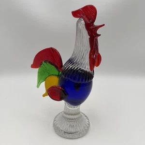Im Stil von Murano, Kunstglas Hahn mit Primärfarben, Vintage 11 Zoll - Bild 1 von 6