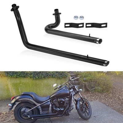 Black Shortshot Staggered Exhaust Pipes Kits For Kawasaki Vulcan 900 VN900B/C/D  - Image 1 of 4