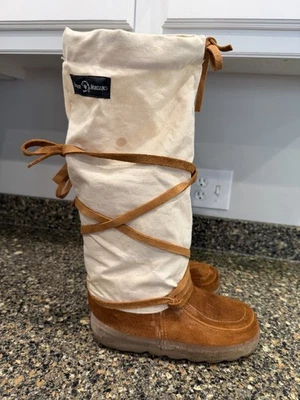 BOTAS STEGER MUKLUKS ARCTIC RIBBON JOELHO ALTO COURO DE ALCE SAPATOS Feminino Tamanho 8 - Imagem 1 de 4