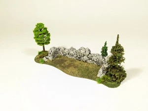 HOLZRUINENWÄNDE 7" x 2,5" mit 3 Bäumen Laub 15mm 28mm Wargames LOTR #468 - Bild 1 von 15