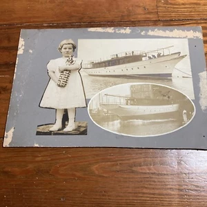 Tarjeta de gabinete personalizada Estate Find foto collage yate Florence Boston MA 1910 envío - Imagen 1 de 13