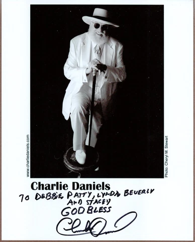 Charlie Daniels, Country Bandleader, Signed Photo, COA, UACC RD 036 Cover