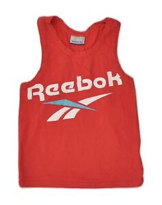 REEBOK Womens Graphic Vest Top UK 12 Medium Red Cotton VH06