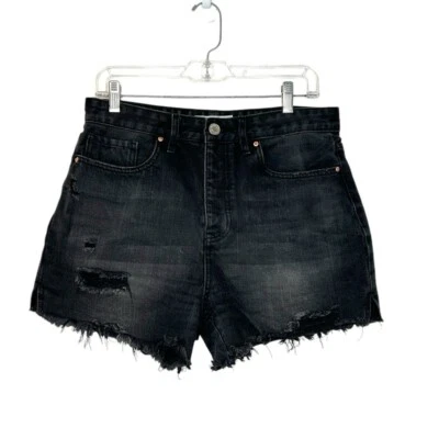 Pantalones Cortos YMI Botón Mosca Denim Calce Mamá Talla 29 Negro Envejecido Usados en Excelente Condición Boho Festival Años 90 Foto 1 de 4