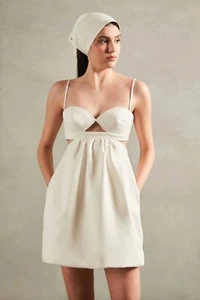 Adriana Degreas Matelasse Cotton Short Dress Off White Womens Size Large - Picture 1 of 8