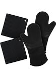 Crucible Cookware Silicone Oven Mitts and Potholders (4-Piece Set),