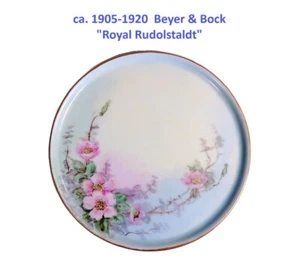 1905 Beyer & Bock HAND PAINTED Royal Rudolstadt Prussia 6-1/8" WALL BREAD PLATE - Picture 1 of 3