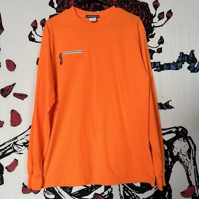 Martin Keehn New York NYC Designer Streetwear Long Sleeve Orange T-Shirt Zipper - Image 1 of 4