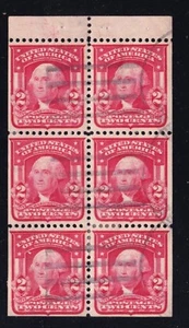 US 319g 2c Washington Complete Booklet Pane Used VF-XF SCV $450 - Picture 1 of 2