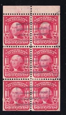 US 319g 2c Washington Complete Booklet Pane Used VF-XF SCV $450 - Image 1 of 2