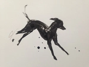 Original signed Ink sketch of a Whippet Greyhound Lurcher A4 - Picture 1 of 7
