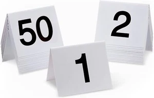 Restaurant Table Numbers 1-50 White, Tent Table Numbers (3 in x 3.5 in) - Picture 1 of 6