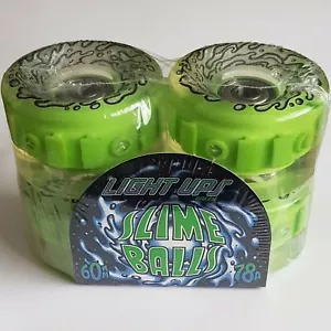 SANTA CRUZ SLIME BALL LED 78a 60mm Cruiser Skateboard Ruote + Cuscinetti - Foto 1 di 8