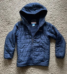 Columbia Sportswear Youth M Long Sleeve Zip Up Hoodie Outdoor Puffer Jacket Navy - Picture 1 of 9