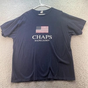 Chaps Ralph Lauren T-Shirt Herren XL Navy Blau Spell Out Solid Flag Grafik Vintage • - Bild 1 von 11