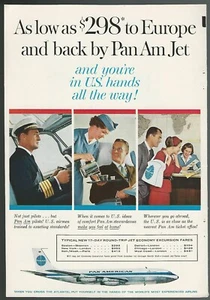 1960 PAN AM advertisement, Pan American Clipper America, pilot, stewardess etc - Picture 1 of 3