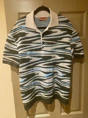 Polo para hombre Missoni tejido manga corta azul verde topo 50 grande Foto 1 de 4