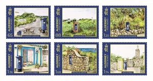 ALDERNEY 2024 ALDERNEY POST BOXES SET OF 6 + MINISHEET MNH - Picture 1 of 2