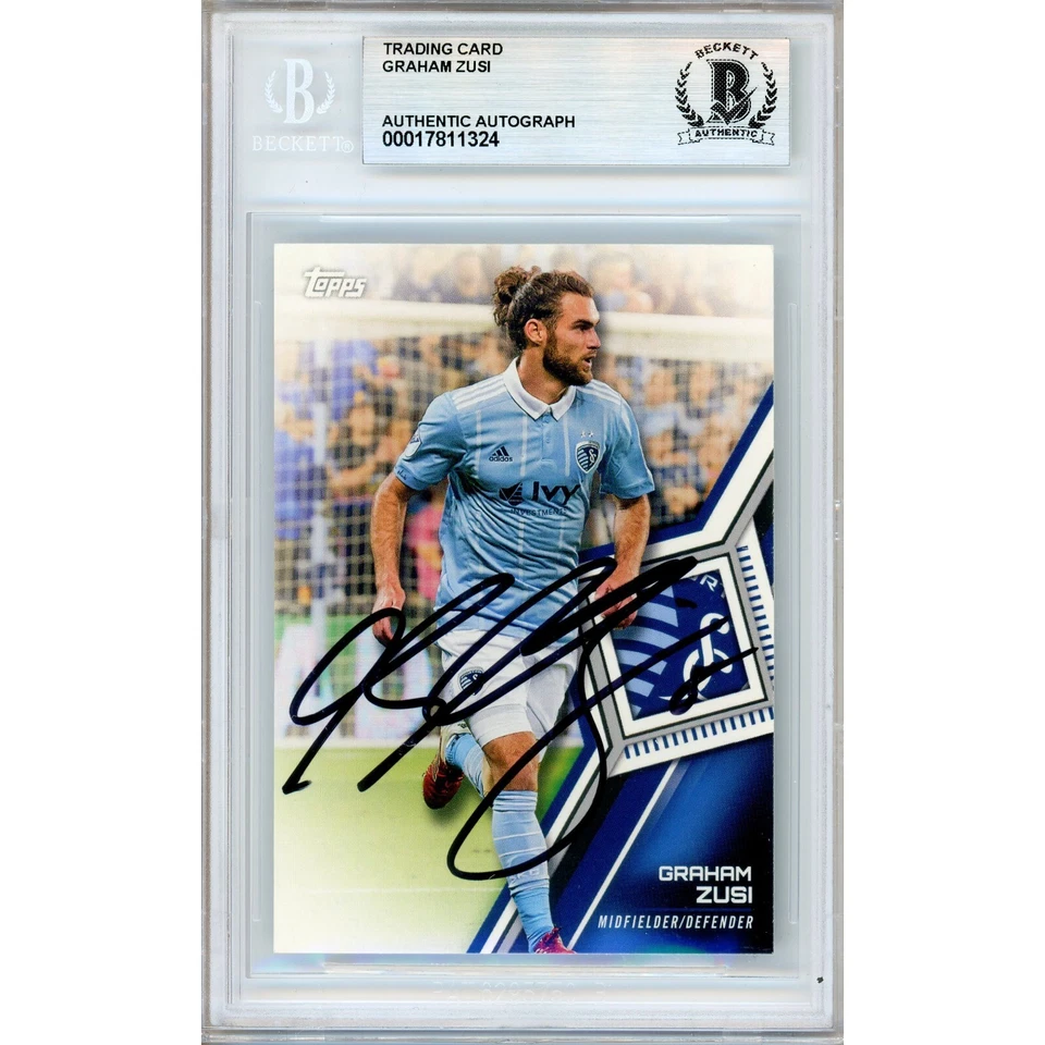 Graham Zusi Signed 2018 Topps MLS #141 Card AUTO Beckett Slabbed Sporting KC - Image 1 of 4